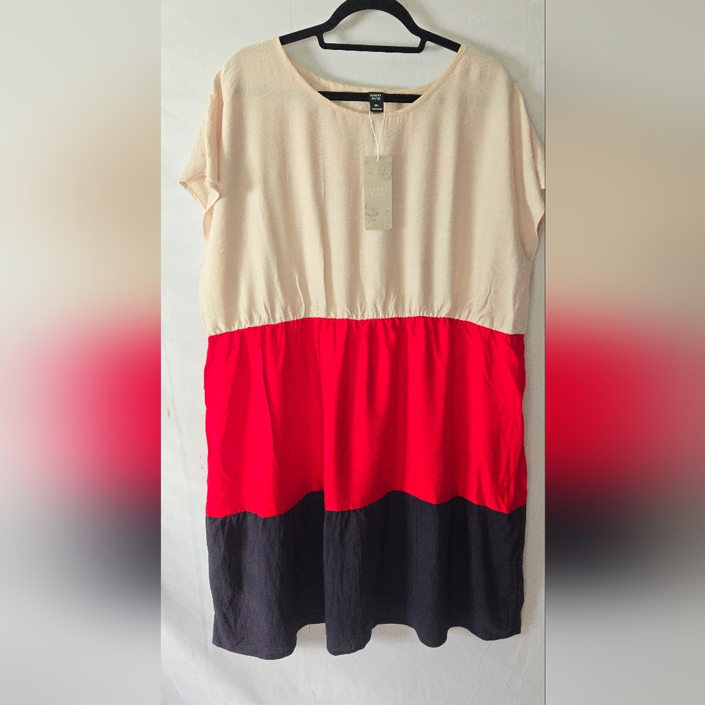 3/$25 $NWT Emory Rose Colorblock Shift Dress Red White Blue 3X